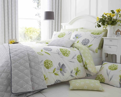 Caroline Floral 200 Thread Count Cotton Rich Duvet Set Green by Bellissimo Home