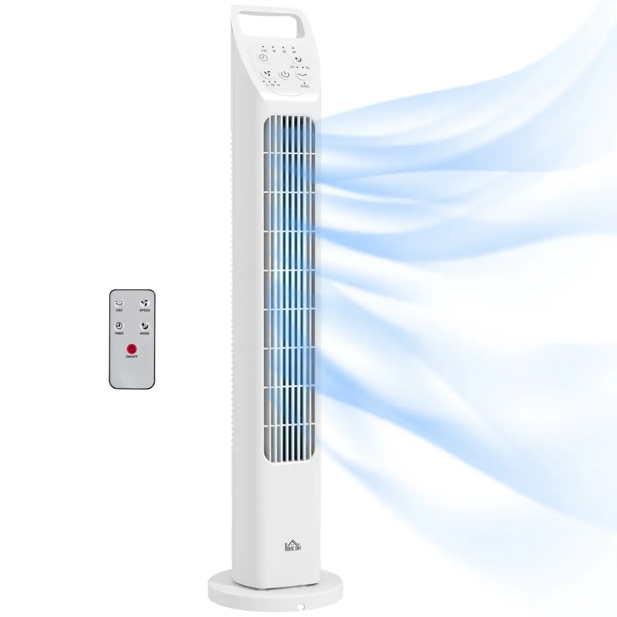 HOMCOM Oscillating Tower Fan Floor Fan with 4H Timer for Home Office White by HOMCOM