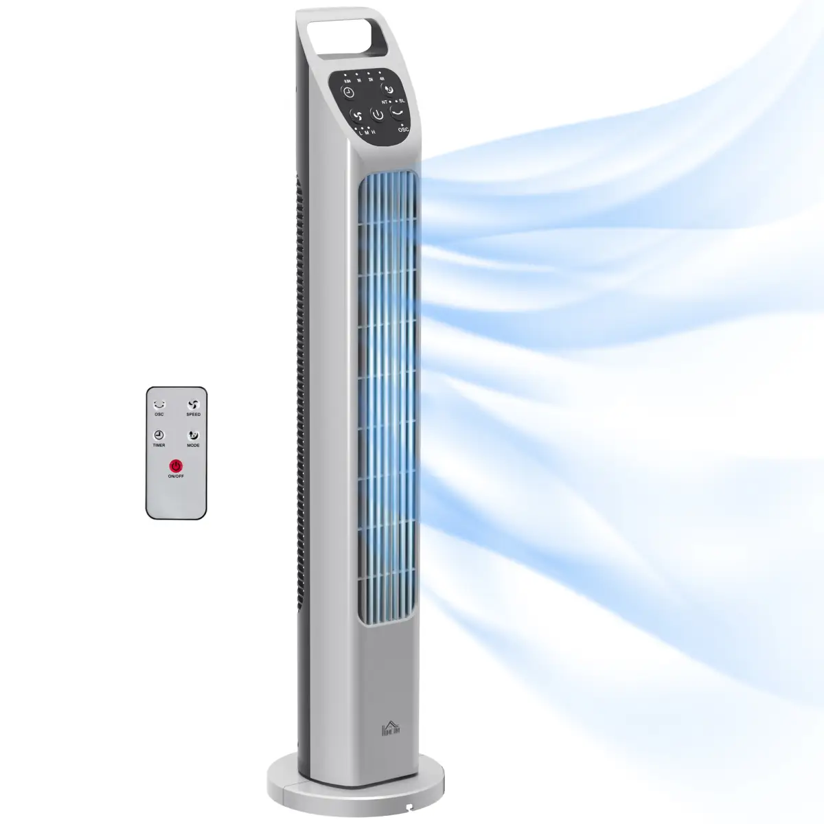 HOMCOM Oscillating Tower Fan Floor Fan with 4H Timer for Home Office White by HOMCOM