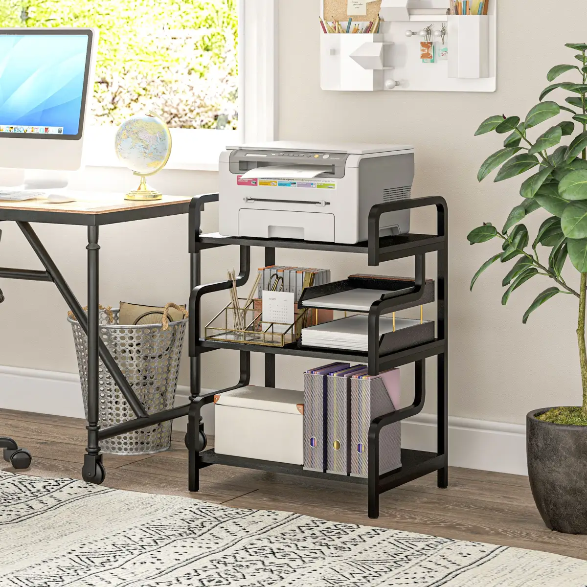 HOMCOM 3-Tier Storage Shelf, Metal Shelves for Storage for Home Office, White by HOMCOM