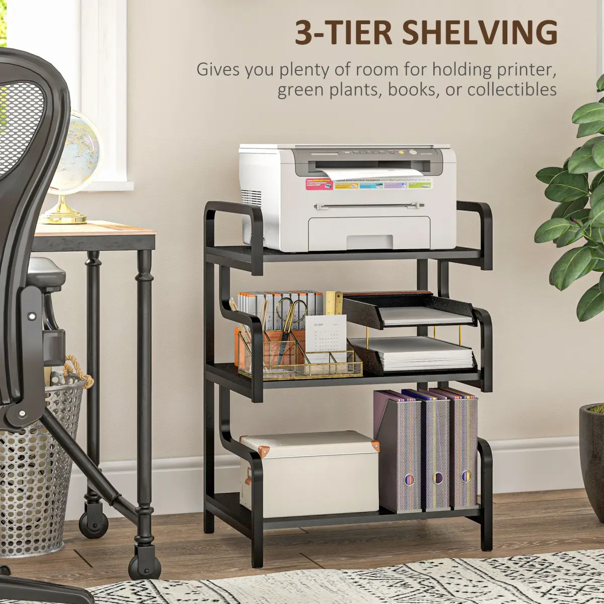 HOMCOM 3-Tier Storage Shelf, Metal Shelves for Storage for Home Office, White by HOMCOM
