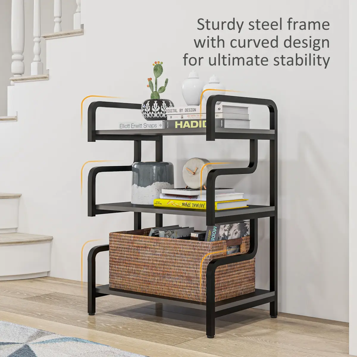 HOMCOM 3-Tier Storage Shelf, Metal Shelves for Storage for Home Office, White by HOMCOM