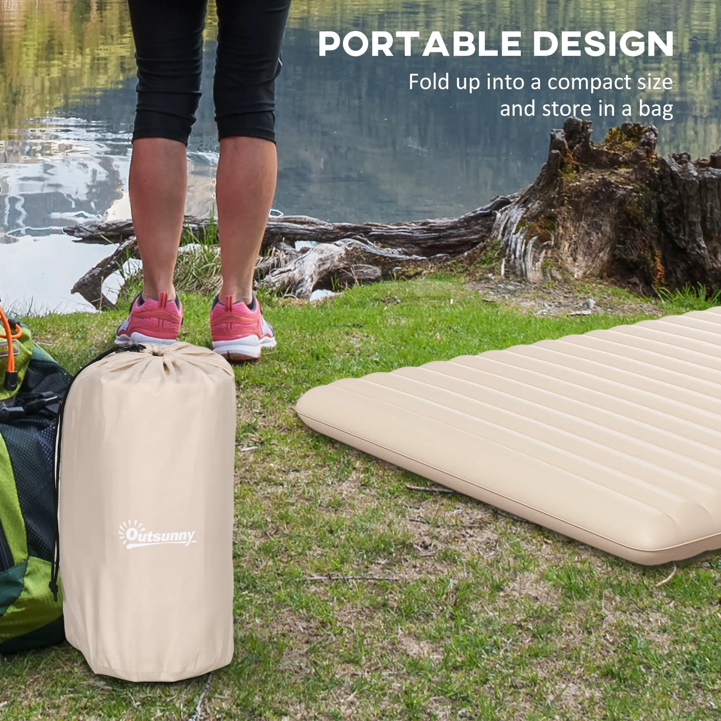 Outsunny Double Air Bed Inflatable Mattress, 195 x 140 x 10cm, White by Outsunny