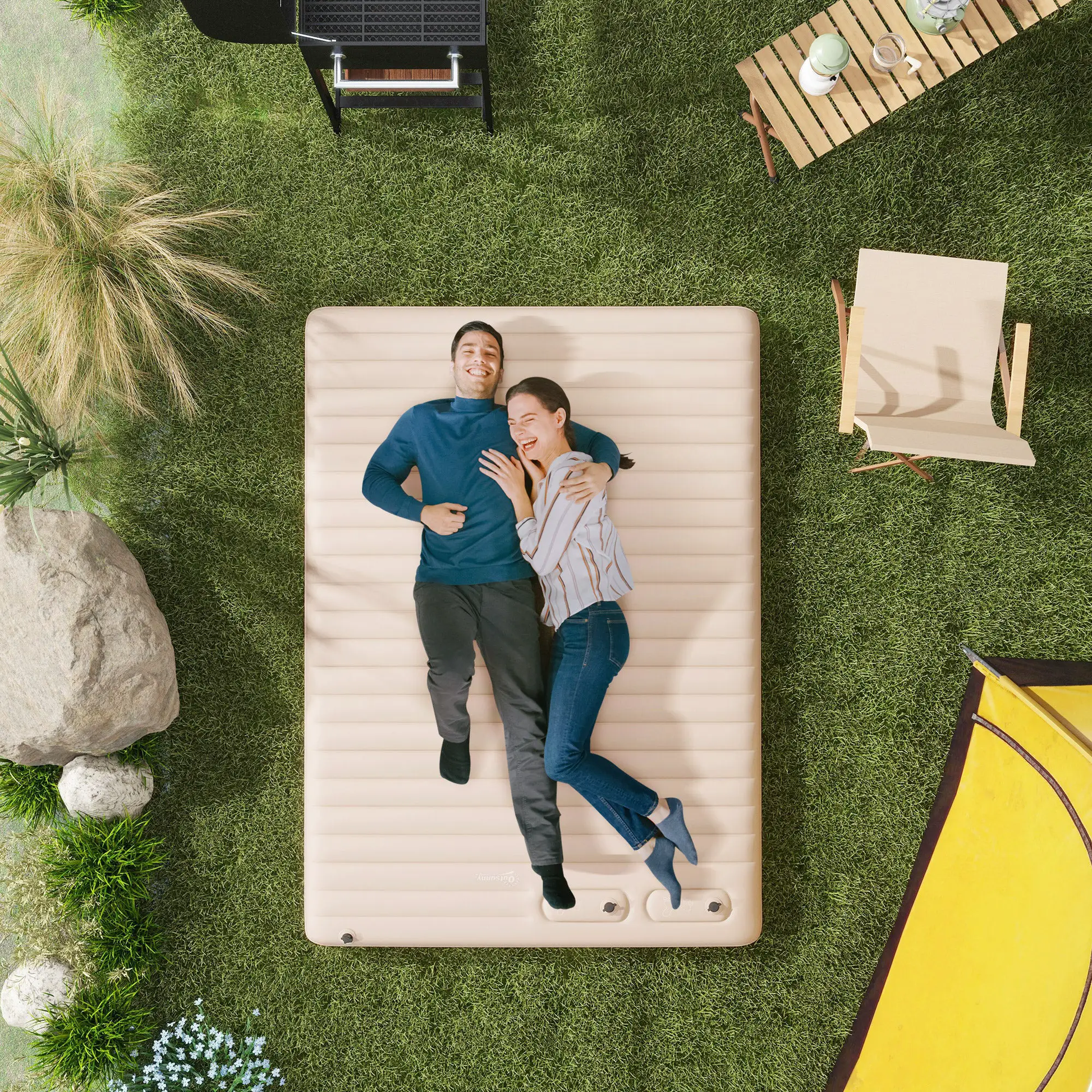 Outsunny Double Air Bed Inflatable Mattress, 195 x 140 x 10cm, White by Outsunny