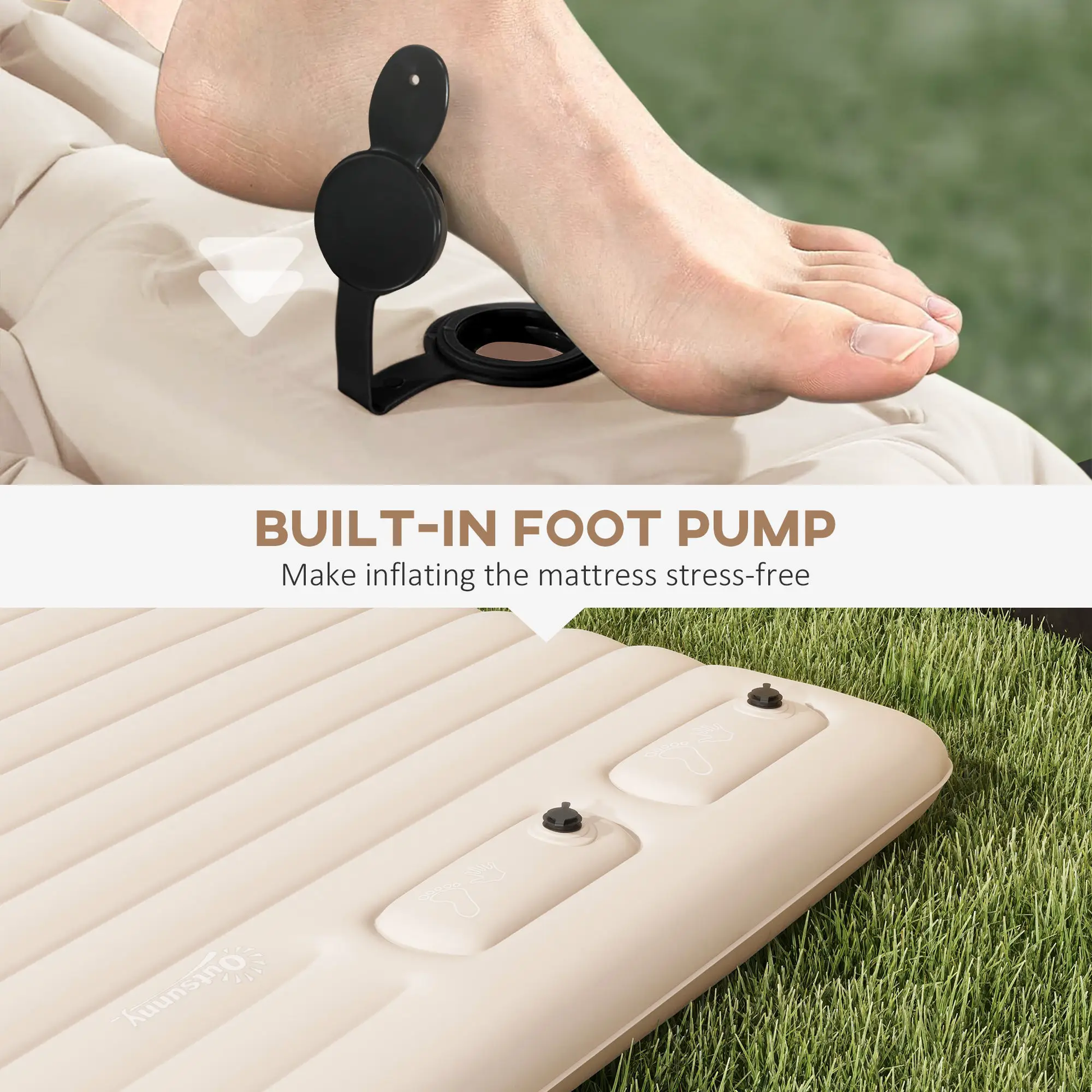 Outsunny Double Air Bed Inflatable Mattress, 195 x 140 x 10cm, White by Outsunny