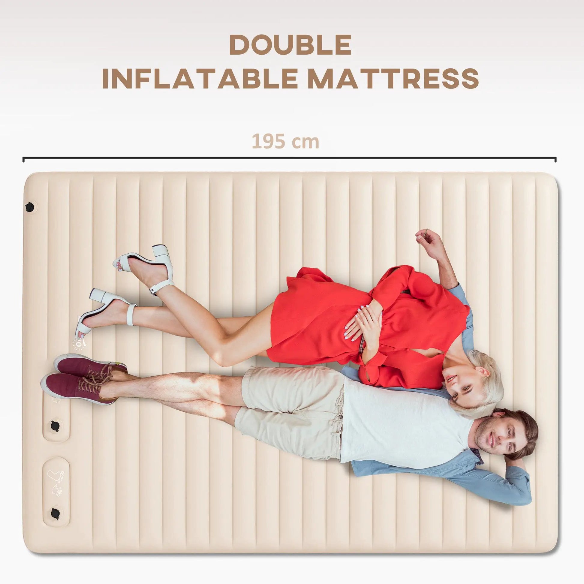 Outsunny Double Air Bed Inflatable Mattress, 195 x 140 x 10cm, White by Outsunny