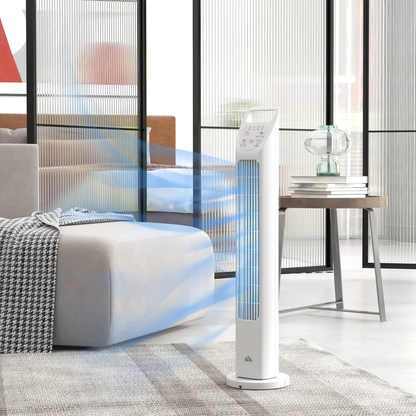 HOMCOM Oscillating Tower Fan Floor Fan with 4H Timer for Home Office White by HOMCOM
