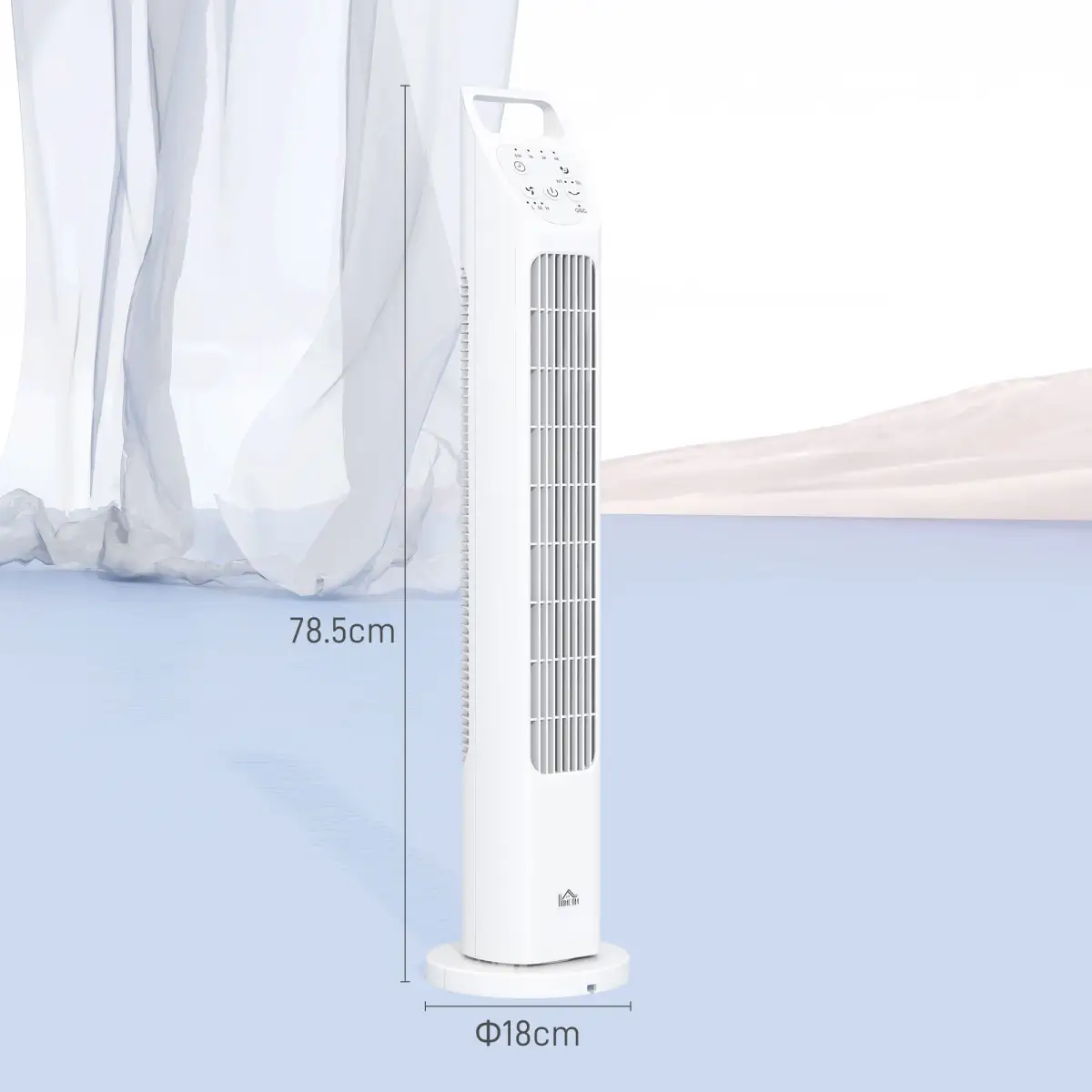 HOMCOM Oscillating Tower Fan Floor Fan with 4H Timer for Home Office White by HOMCOM