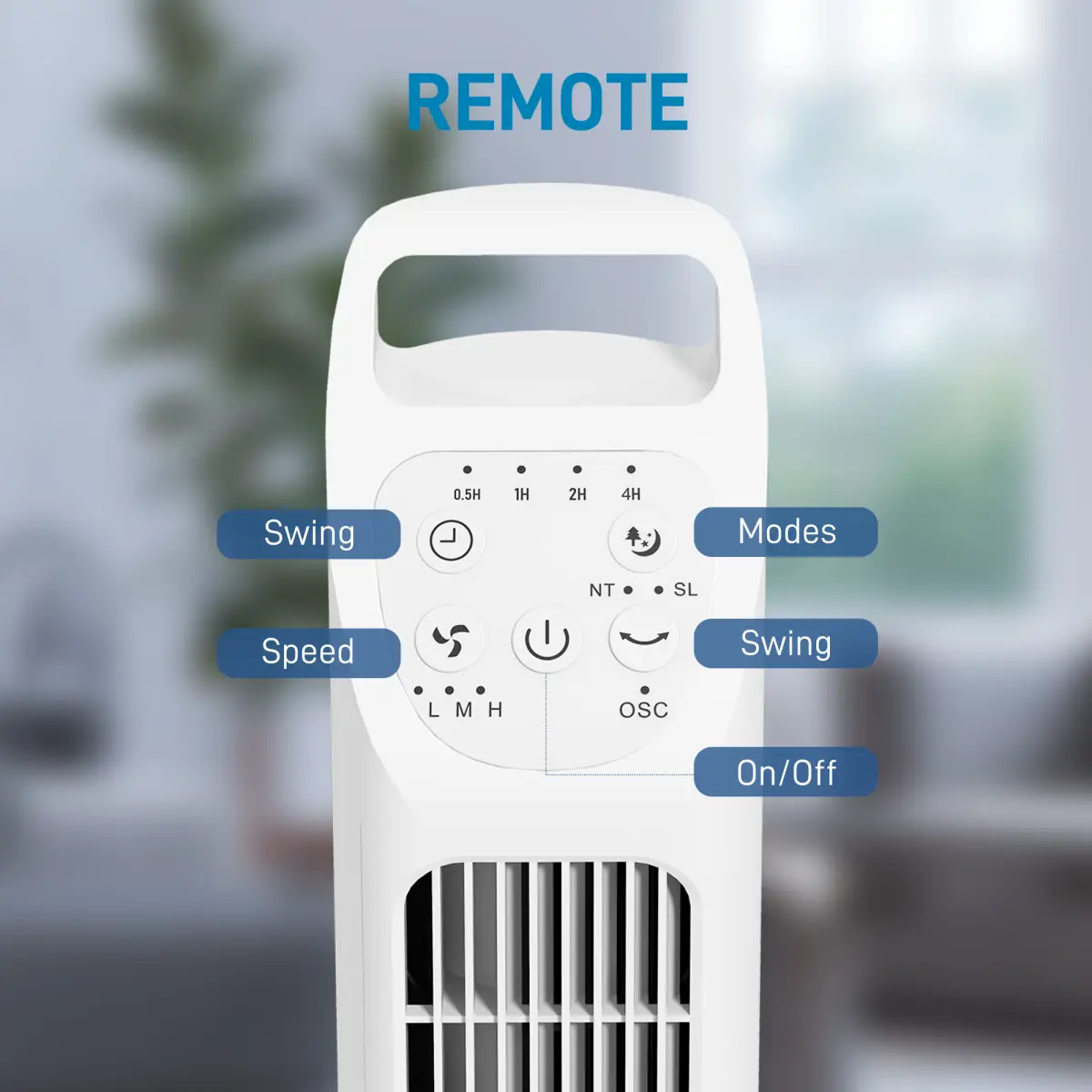 HOMCOM Oscillating Tower Fan Floor Fan with 4H Timer for Home Office White by HOMCOM