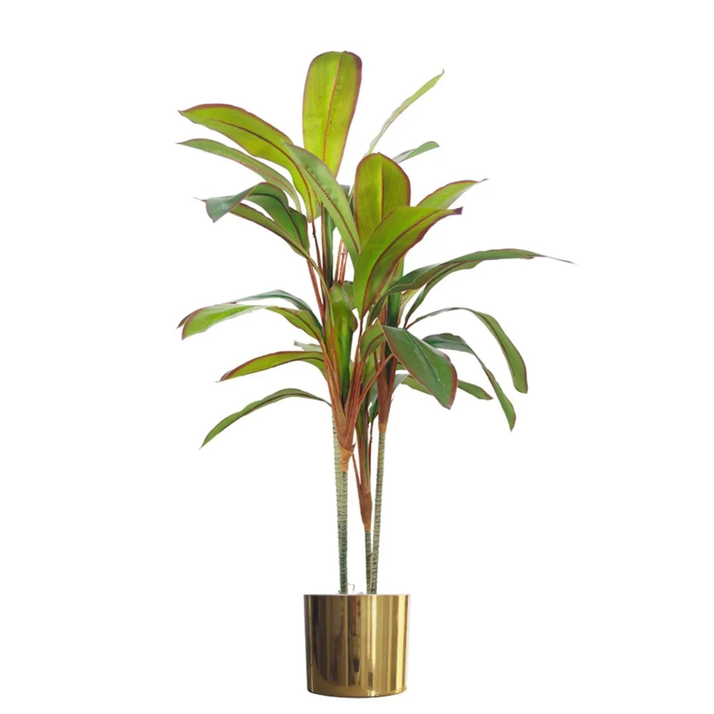 100cm Artificial Potted Dracaena Tropical Plant with Gold Metal Planter by Leaf