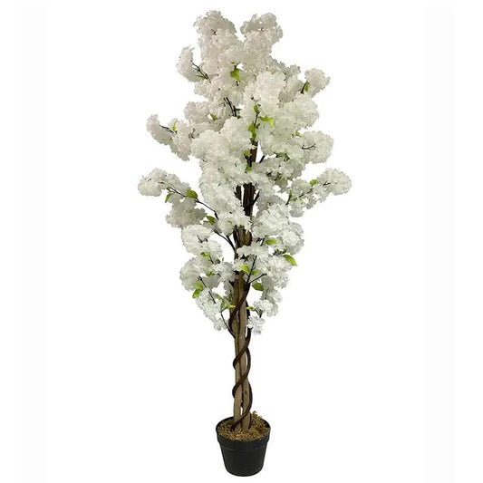150cm Artificial White Cherry Blossom Tree by Leaf
