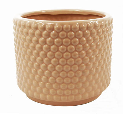 Dusty Pink Peach Raised Dots Ceramic Plant Pot 15 x 15 x 12.5cm by Leaf