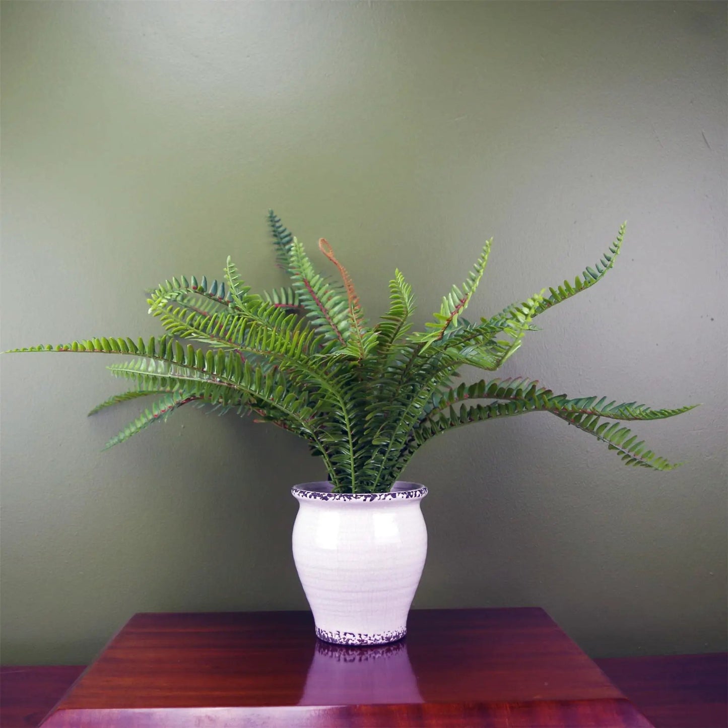 40cm Artificial Bushy Fern Potted in Decorative Planter by Leaf