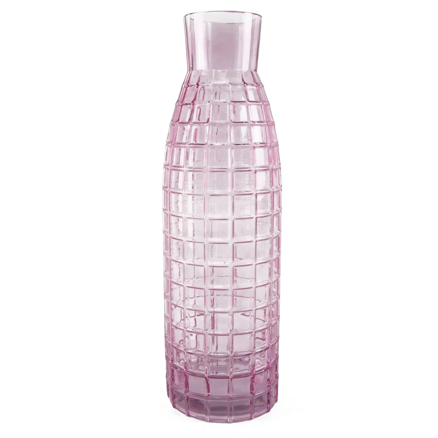 49cm Tall Pink Square Glass Vase by Leaf