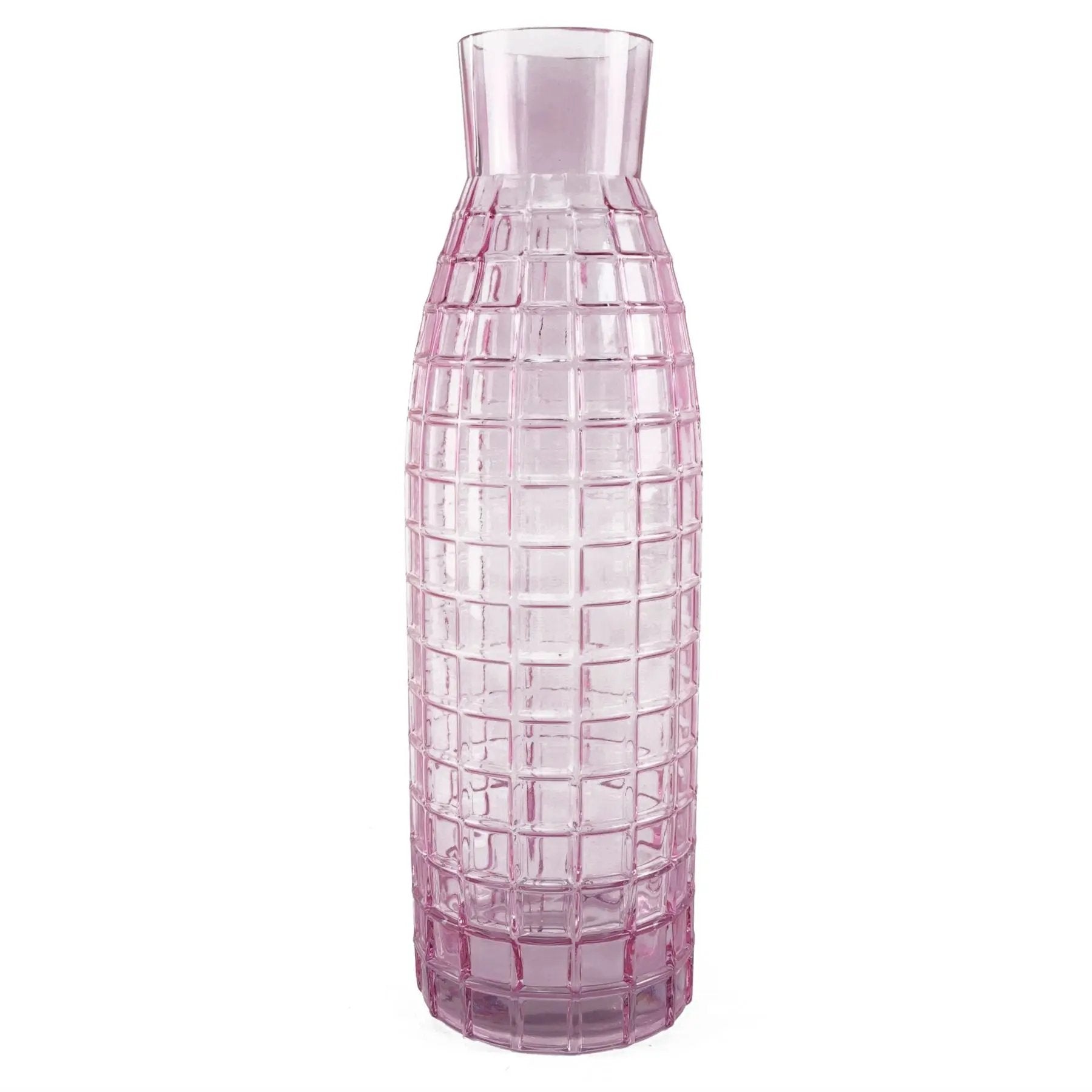 49cm Tall Pink Square Glass Vase by Leaf