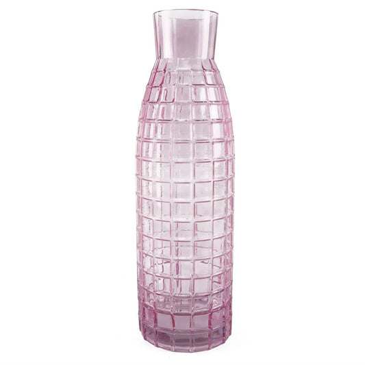 49cm Tall Pink Square Glass Vase by Leaf