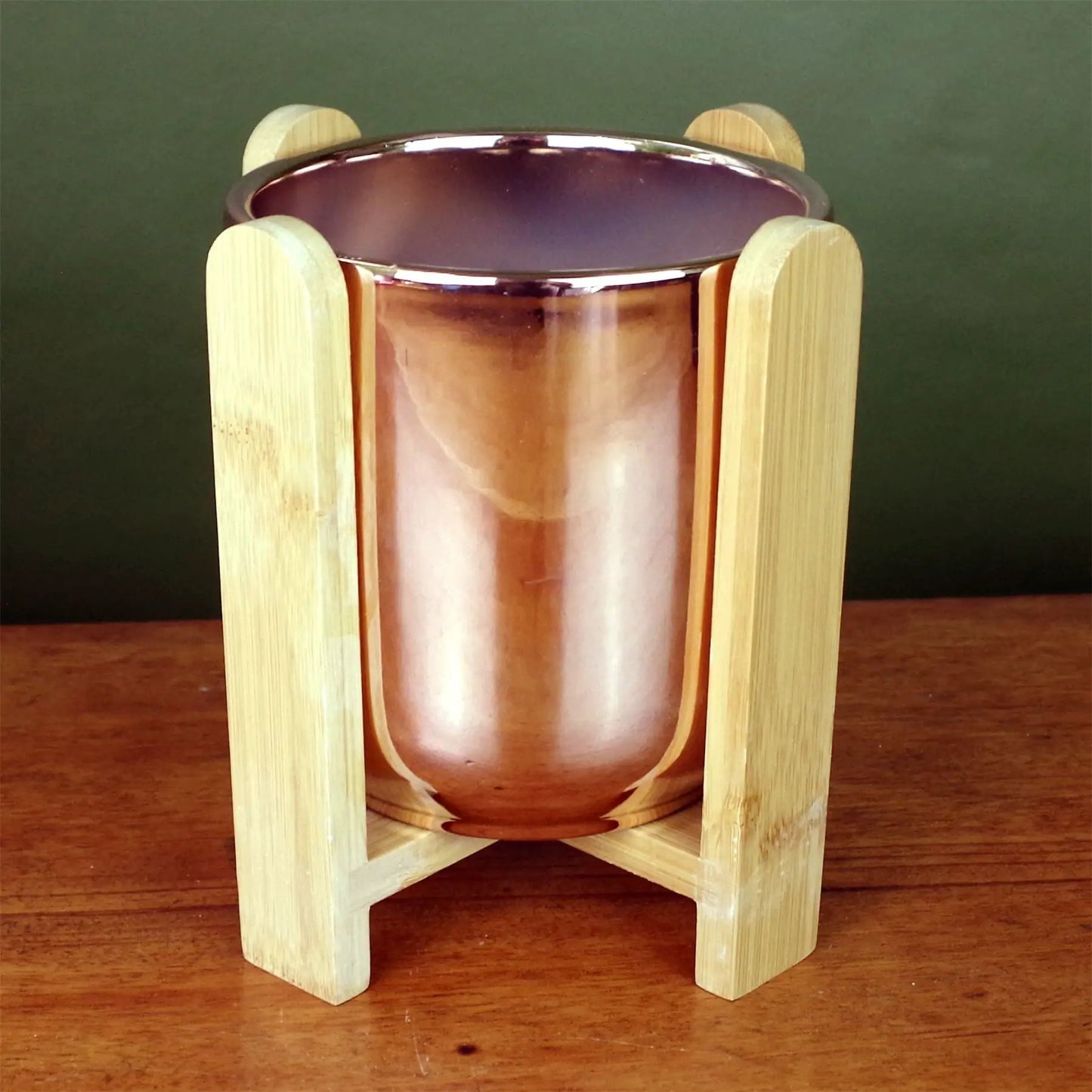 Gold Ceramic Planter Bamboo Stand Plant Pot by Leaf