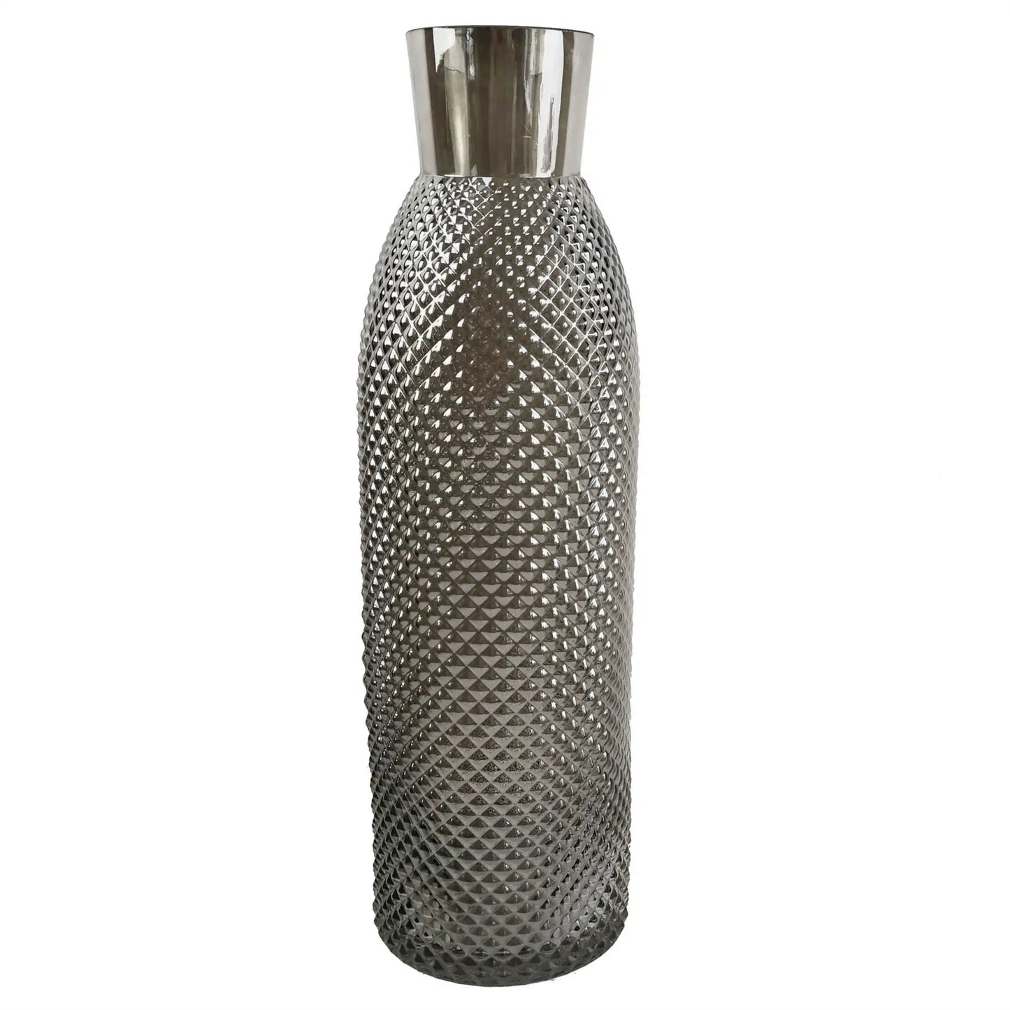 50cm Smoke Grey Diamond Tall Glass Vase by Leaf