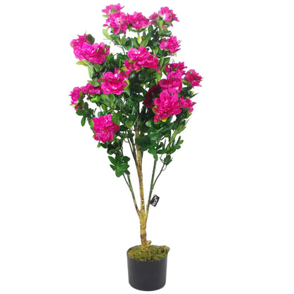 100cm Premium Artificial Azalea Pink Flowers Potted Plant by Leaf