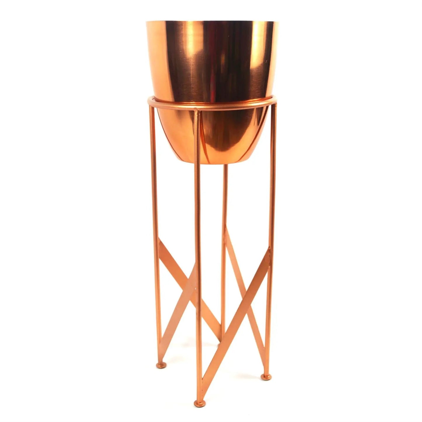 55cm Copper Planter with Matching Stand by Leaf