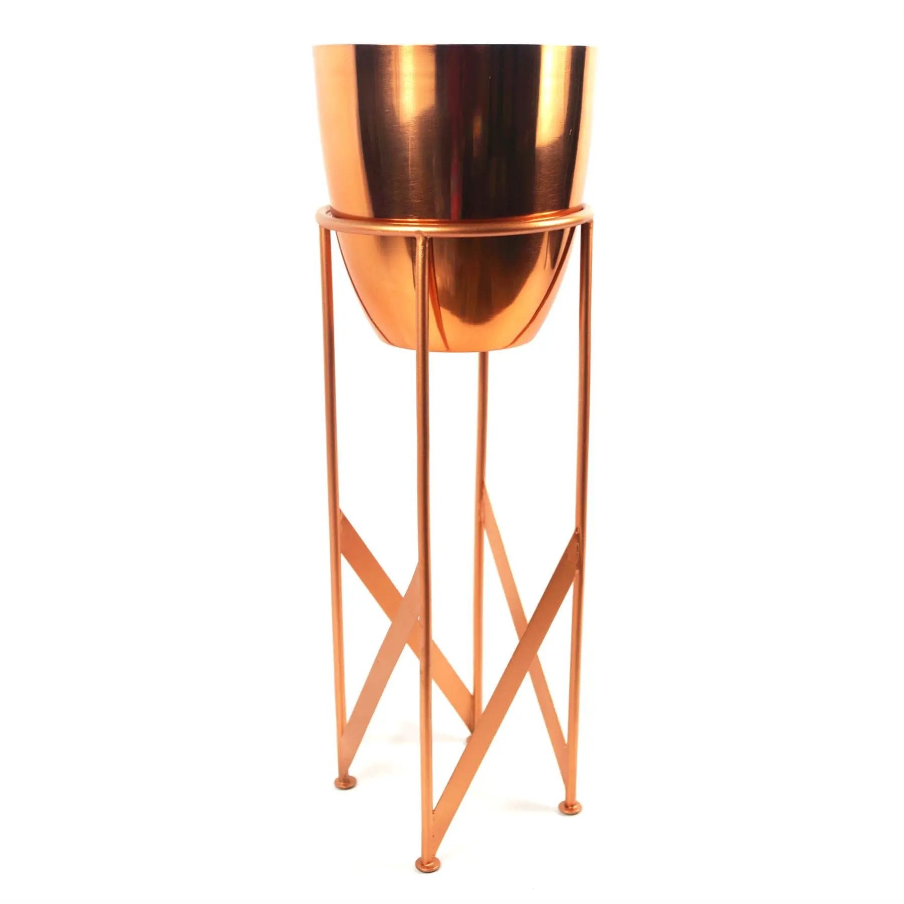 55cm Copper Planter with Matching Stand by Leaf