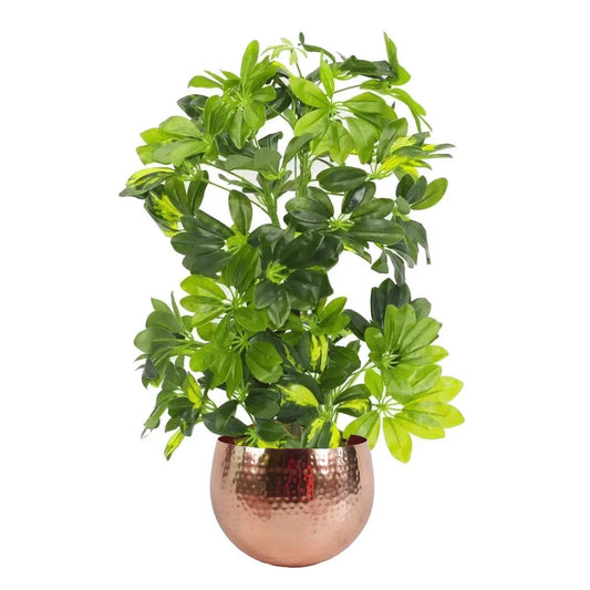 75cm Artificial Arboricola Gold Capella Plant Copper Metal Planter by Leaf