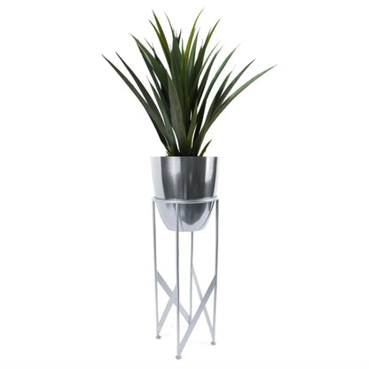 90cm Silver Planter with Artificial Yukka Plant by Leaf