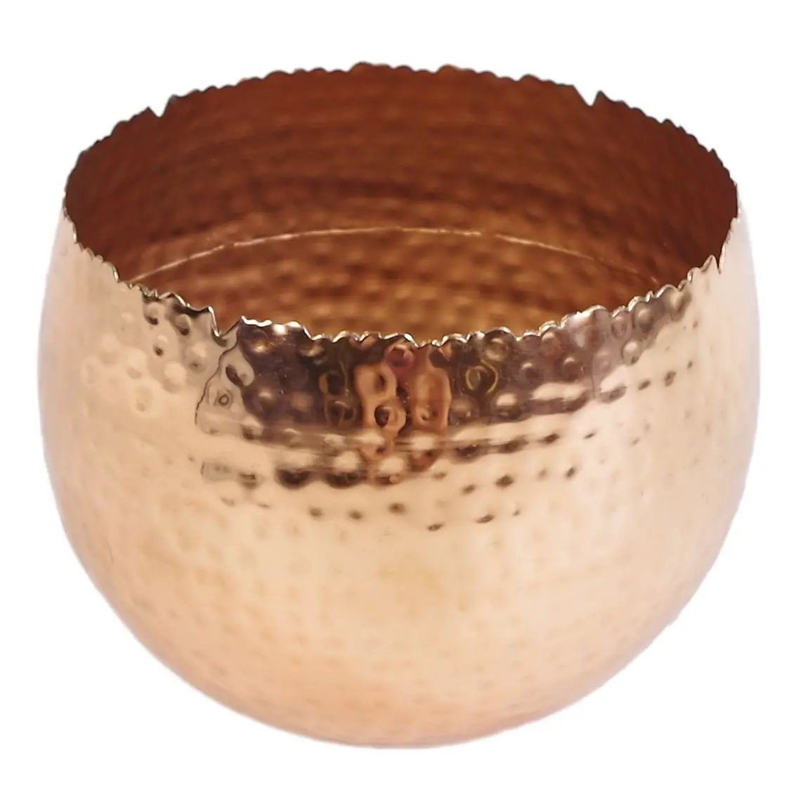 Leaf Large Metal Planter 22 x 17cm Hammered Copper Plated Curvy Edge by Leaf