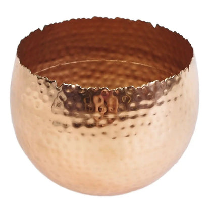 Leaf Large Metal Planter 22 x 17cm Hammered Copper Plated Curvy Edge by Leaf