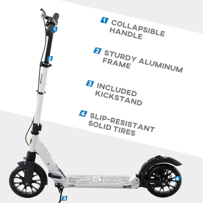 HOMCOM Adult Teens Kick Scooter Fold Adjust 14+ w/ Rear Wheel&Hand Brake by HOMCOM