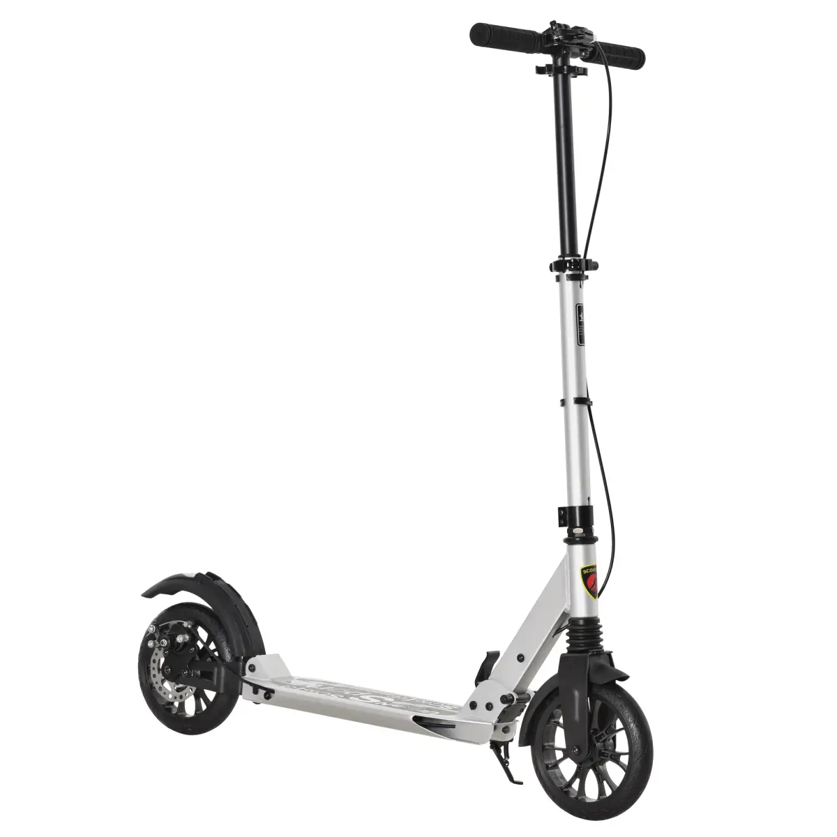 HOMCOM Adult Teens Kick Scooter Fold Adjust 14+ w/ Rear Wheel&Hand Brake by HOMCOM