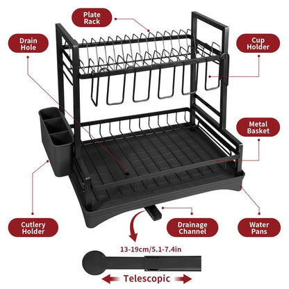 VINSANI 2 TIER DISH DRAINER BLACK 1010429 by N/A