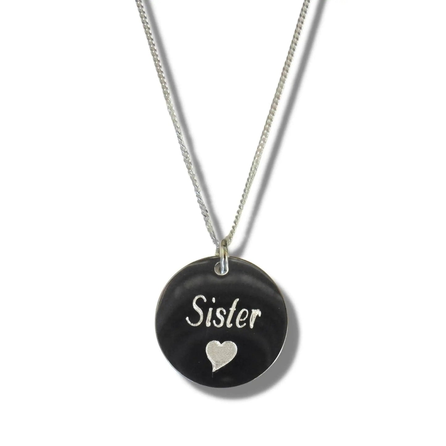 Sister Disc Necklace & Heart Symbol by Aye Do Gifts