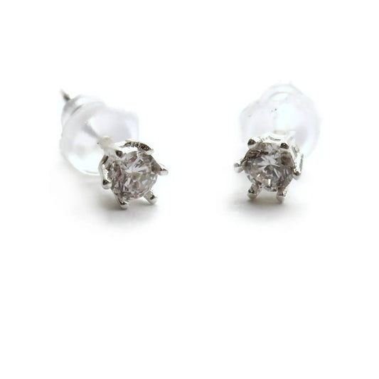 Sterling Silver Diamante Stud Earrings by Aye Do Gifts