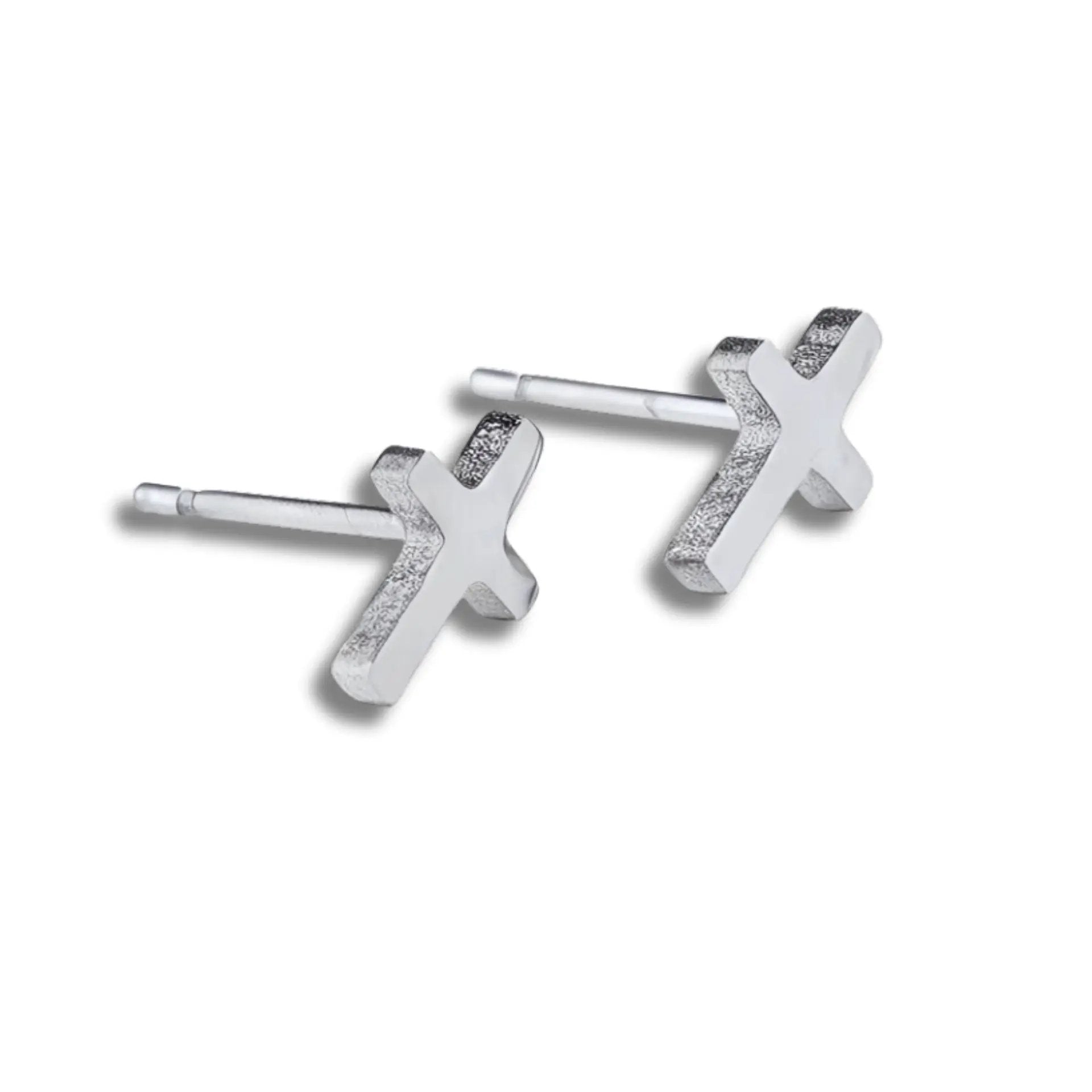 Small Silver Cross Stud Earrings by Aye Do Gifts