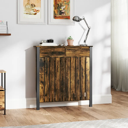 HOMCOM Small Radiator Cover with Drawer and Vertical Slats 88.5 x 19 x 93cm by HOMCOM