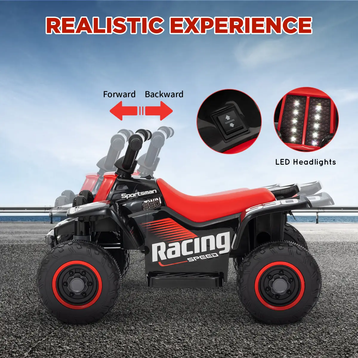 AIYAPLAY 6V Electric Quad Bike for Kids w/ Forward Backward by AIYAPLAY