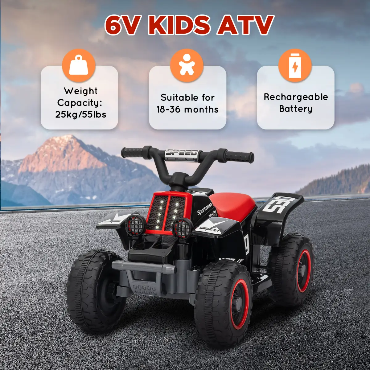 AIYAPLAY 6V Electric Quad Bike for Kids w/ Forward Backward by AIYAPLAY