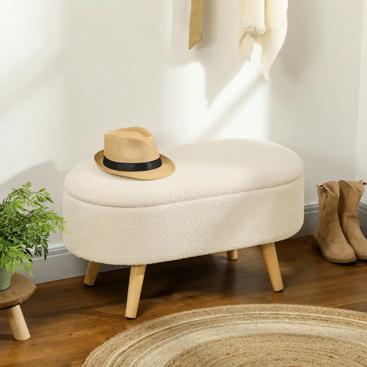 HOMCOM Ottoman Storage Bench for Hallway, Living Room by HOMCOM