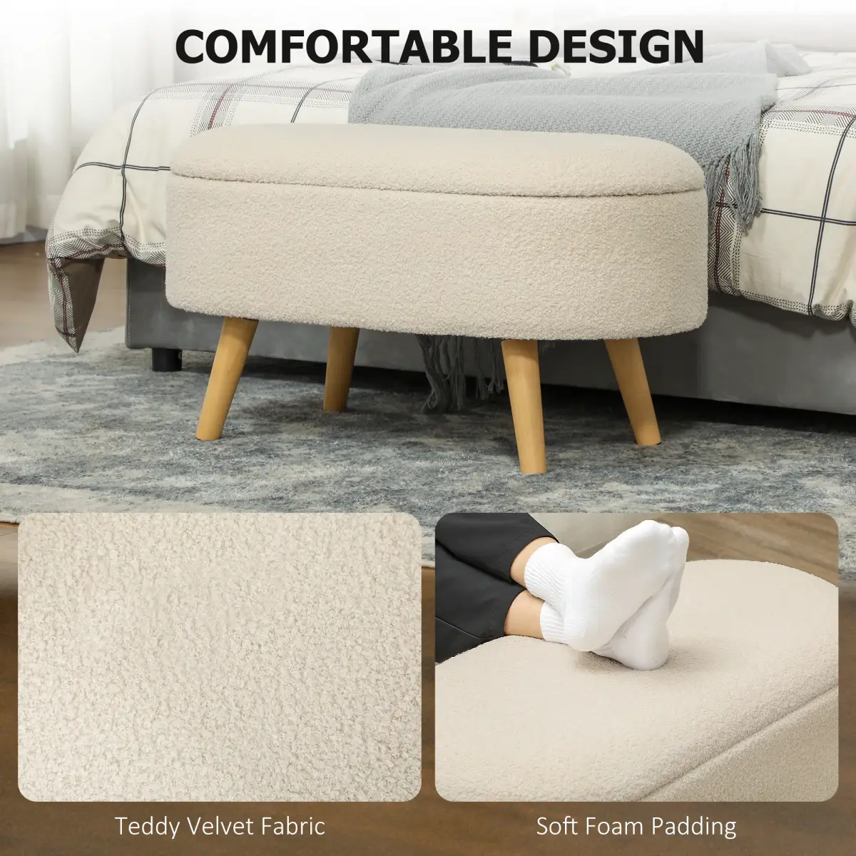HOMCOM Ottoman Storage Bench for Hallway, Living Room by HOMCOM