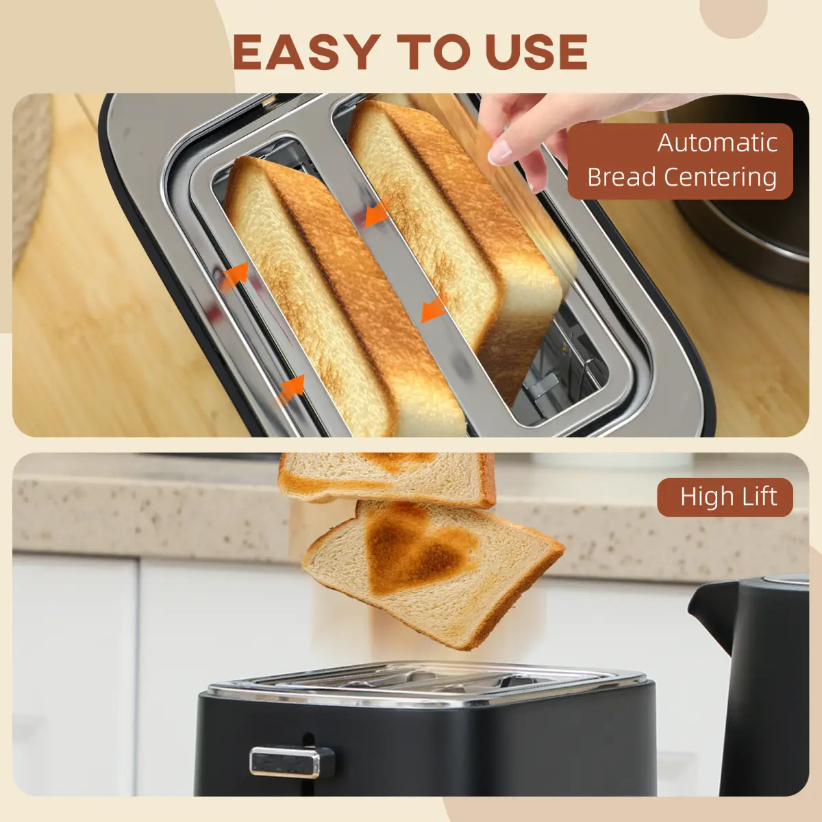 HOMCOM 1.7L 3000W Fast Boil Electric Kettle and 2 Slice Toaster Set by HOMCOM