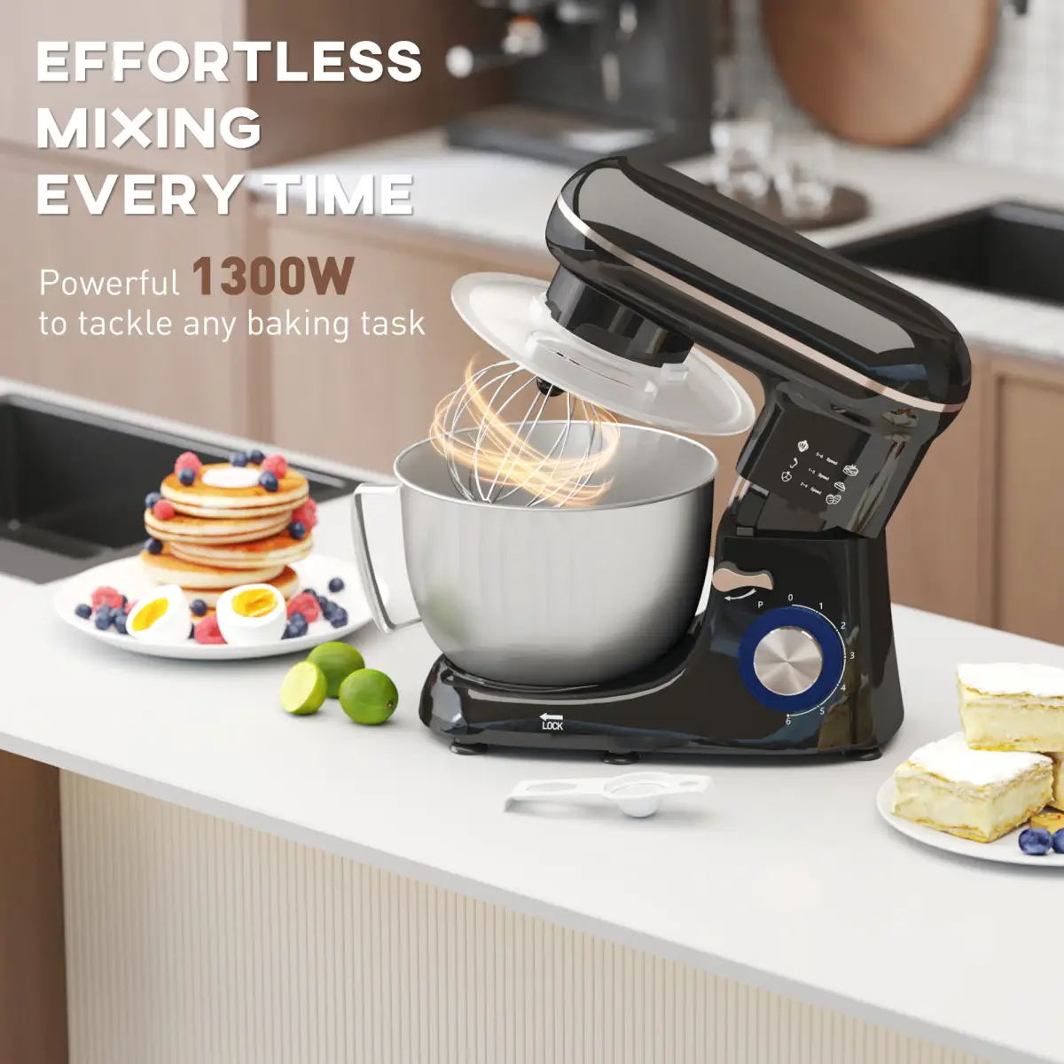 HOMCOM Electric Stand Mixer, 4.5L Food Mixer with Dough Hook, Whisk by HOMCOM