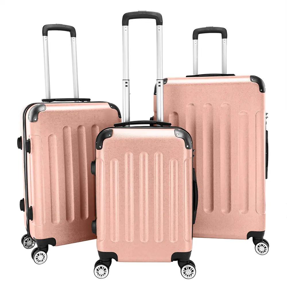3 Pcs Suitcase Lightweight ABS Carry-on Hand Luggage 4 Spinner Wheels Trolley Case by N/A