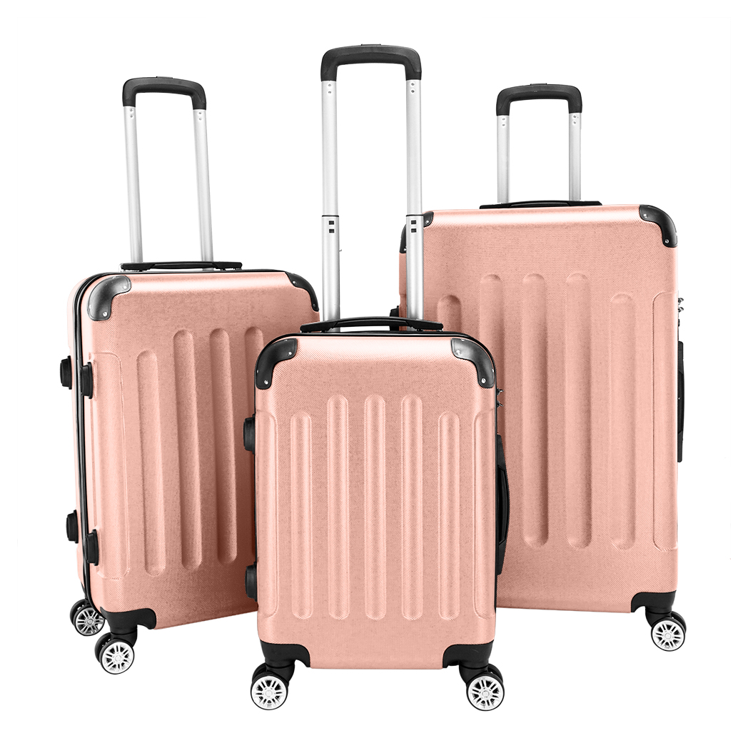3 Pcs Suitcase Lightweight ABS Carry-on Hand Luggage 4 Spinner Wheels Trolley Case by N/A