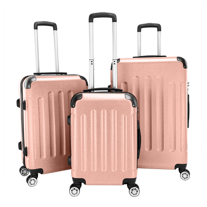 3 Pcs Suitcase Lightweight ABS Carry-on Hand Luggage 4 Spinner Wheels Trolley Case by N/A