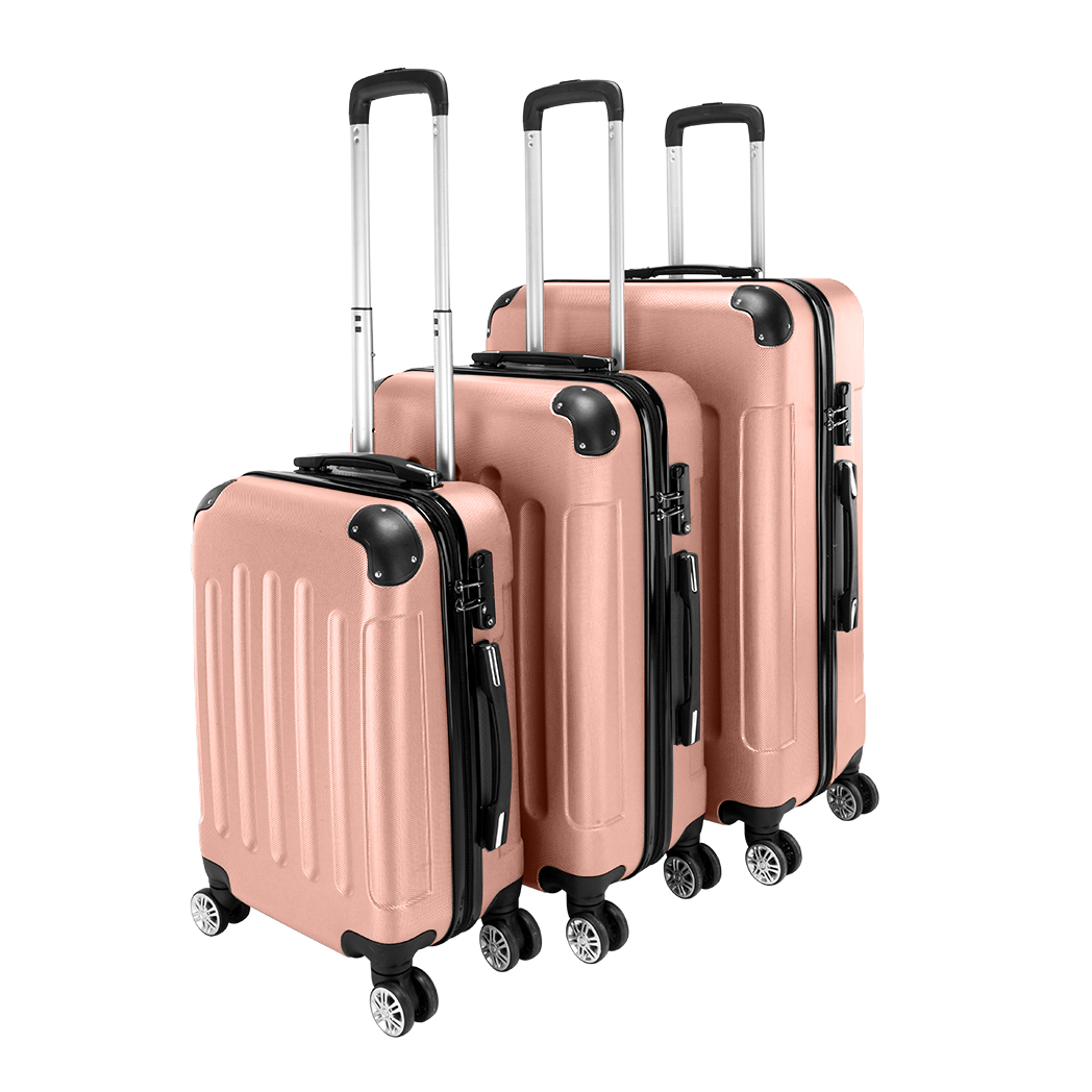 3 Pcs Suitcase Lightweight ABS Carry-on Hand Luggage 4 Spinner Wheels Trolley Case by N/A