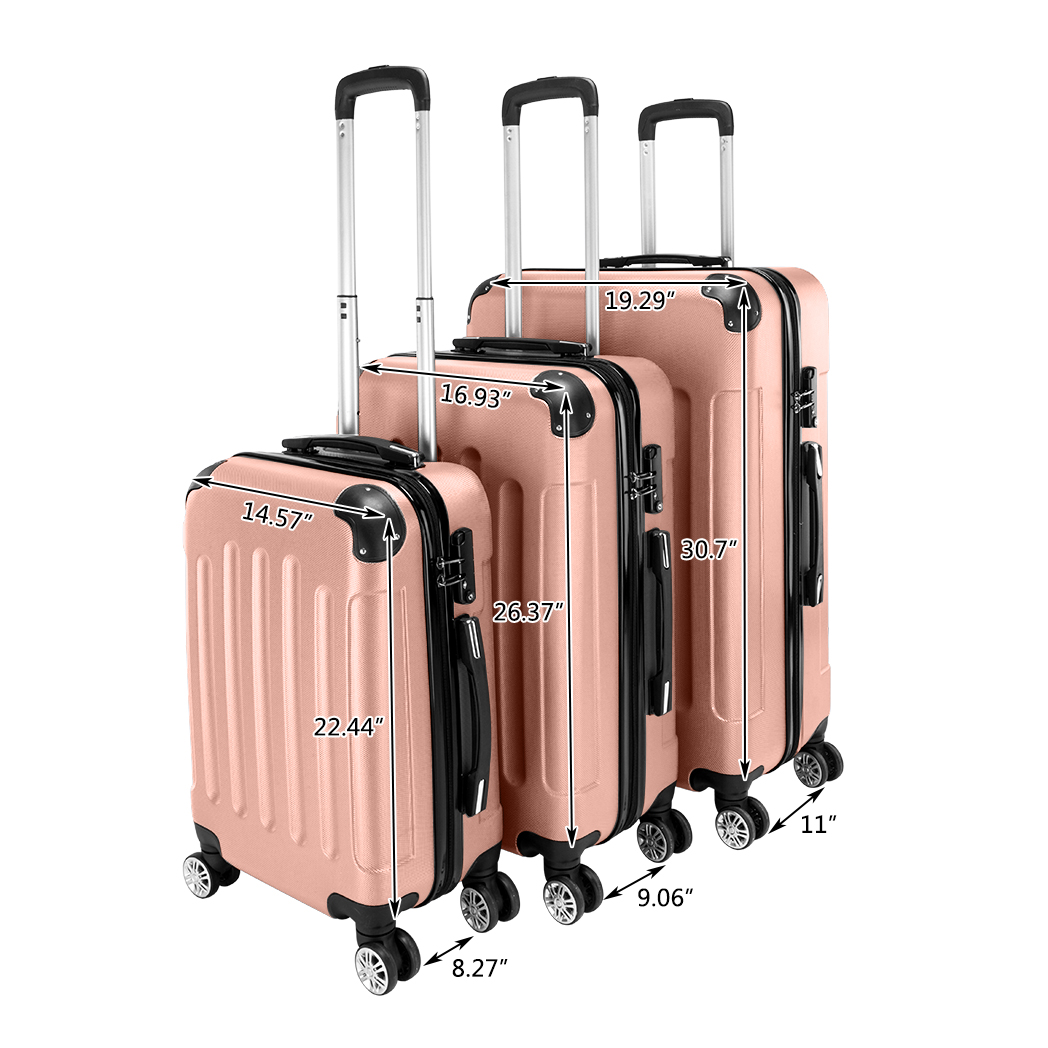 3 Pcs Suitcase Lightweight ABS Carry-on Hand Luggage 4 Spinner Wheels Trolley Case by N/A