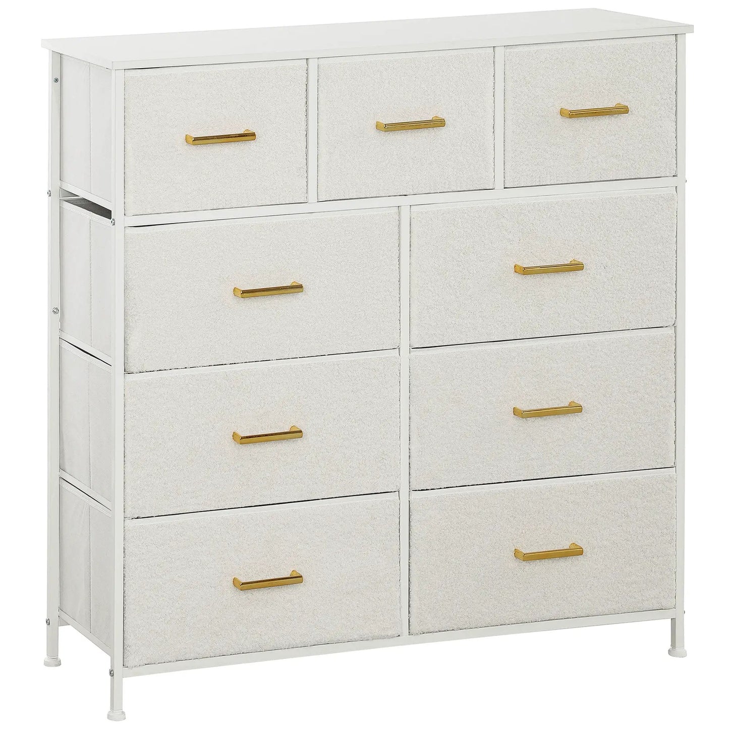Stylish Cream White Storage Unit with Nine Drawers and Durable Steel Frame by HOMCOM