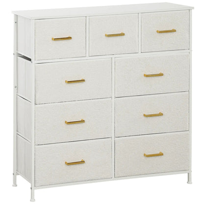 Stylish Cream White Storage Unit with Nine Drawers and Durable Steel Frame by HOMCOM