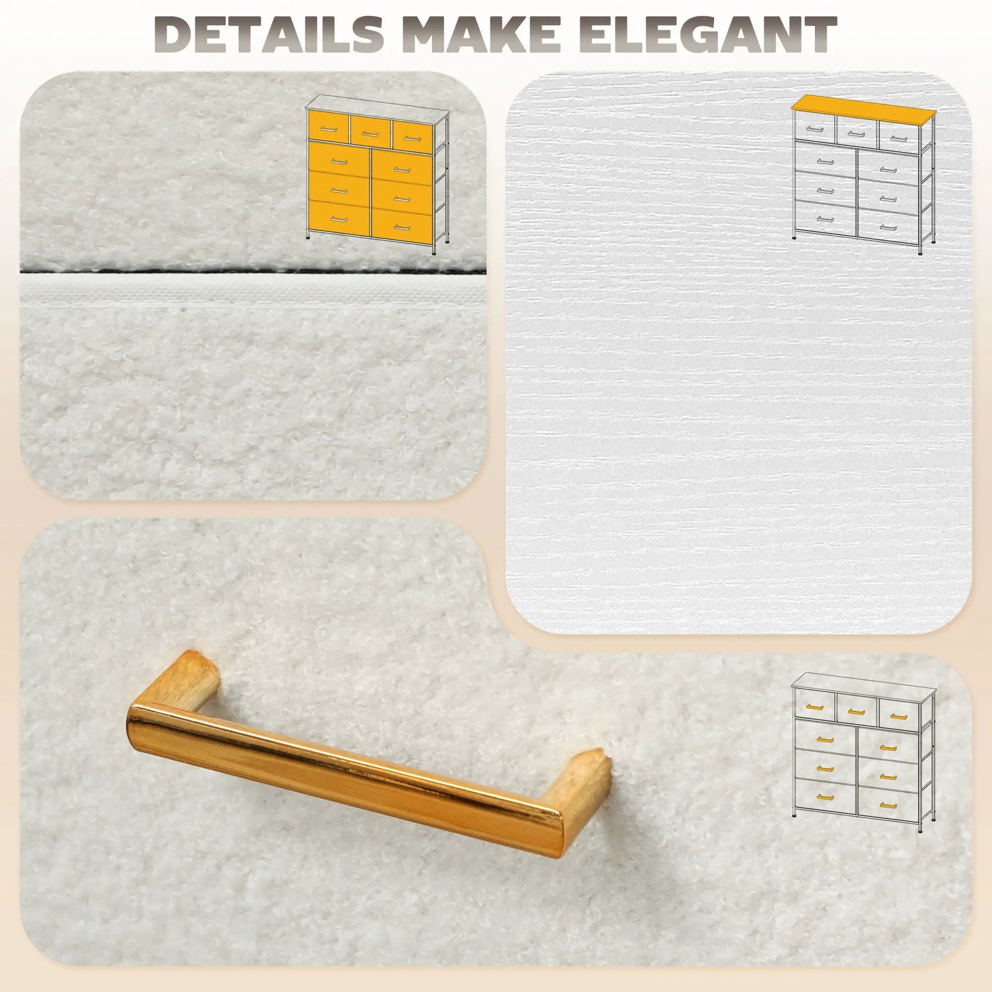 Stylish Cream White Storage Unit with Nine Drawers and Durable Steel Frame by HOMCOM